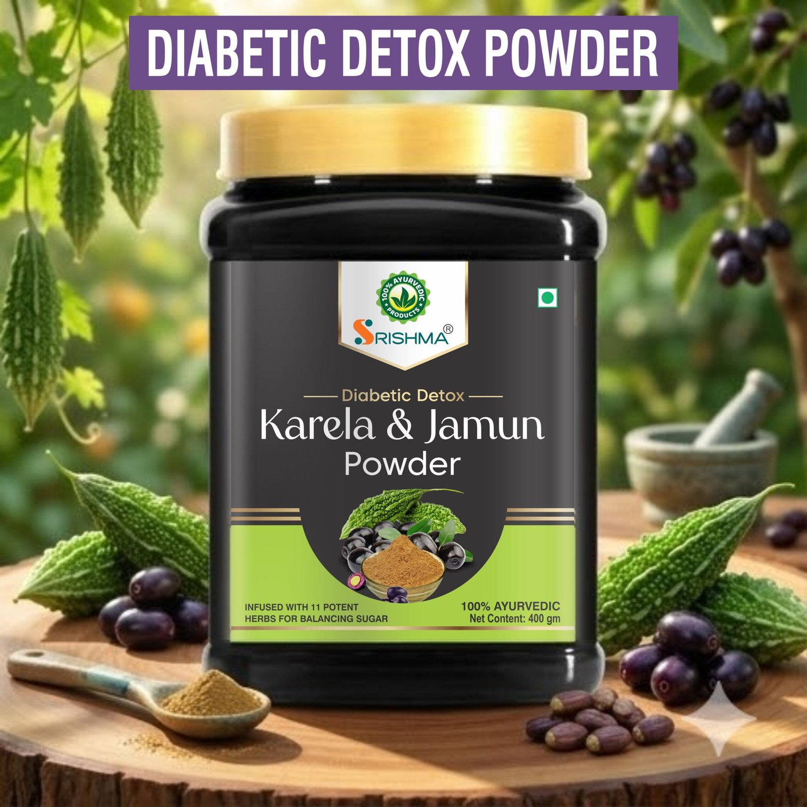 Srishma Karela Jamun Powder | Natural Sugar Control 400G - Image 2