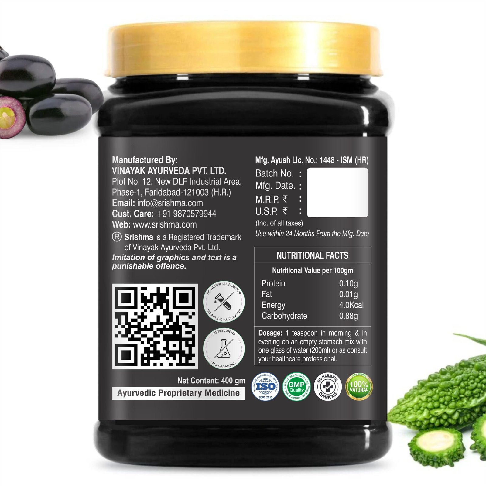 Srishma Karela Jamun Powder | Natural Sugar Control 400G - Image 8