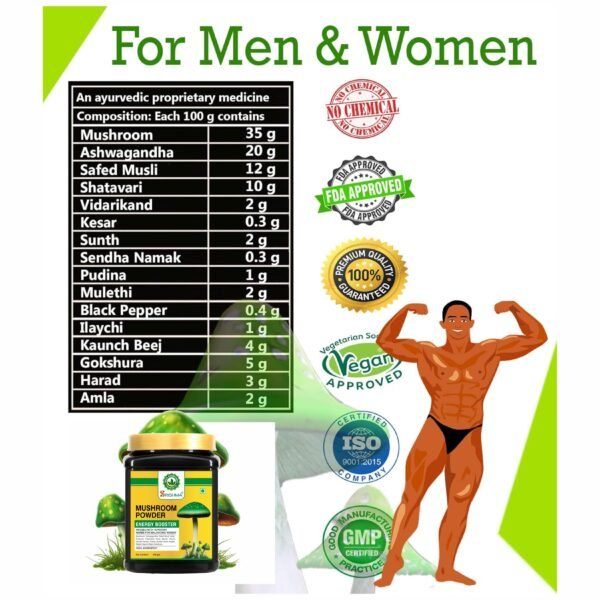 Srishma Ayurvedic Mushroom Powder Infused with 16 Potent Herbs - Weight Gainer (200 g) - Image 3