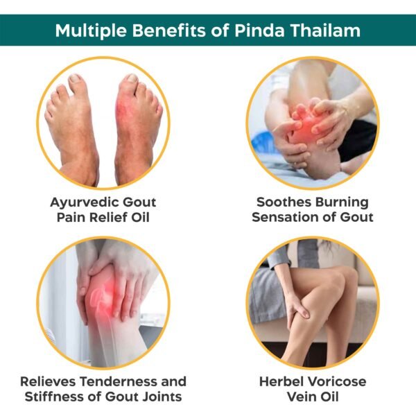 Srishma Ayurvedic Pinda Thailam | Gout Joint Pain Relief Oil | 2×100 ml | - Image 2