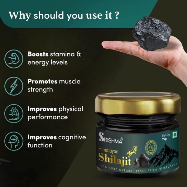 Srishma Himalayan Shilajit Resin for Strength, Power & Boosts Stamina | 100% Ayurvedic | - Image 3