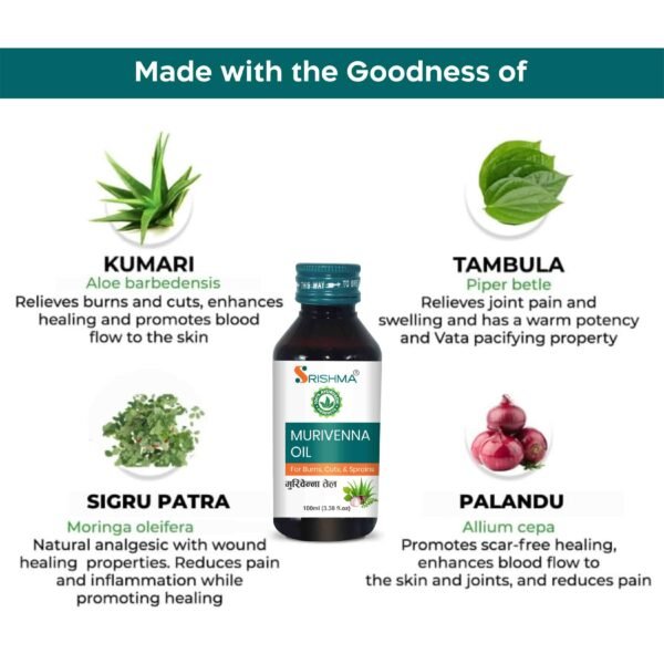 Srishma Ayurvedic Murivenna Oil  |100 ml | - Image 3