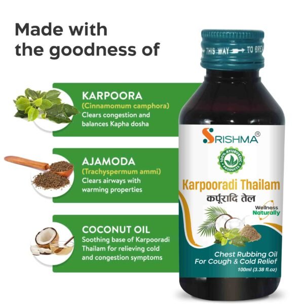 Srishma Karpooradi Thailam| Chest Rubbing Oil For Cough and Cold Relief| - Image 3