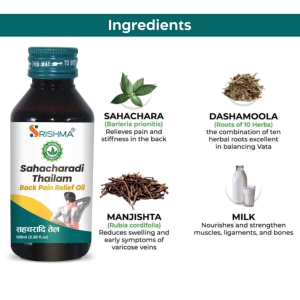 Srishma Sahacharadi Thailam | Back Pain Relief |100 ml | - Image 3