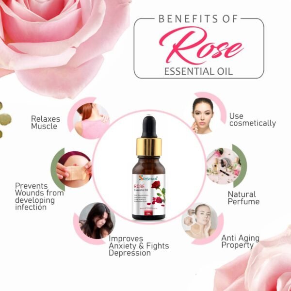 Srishma Ayurvedic Rose Essential Oil Pack-2 (2×15 ml) - Image 3