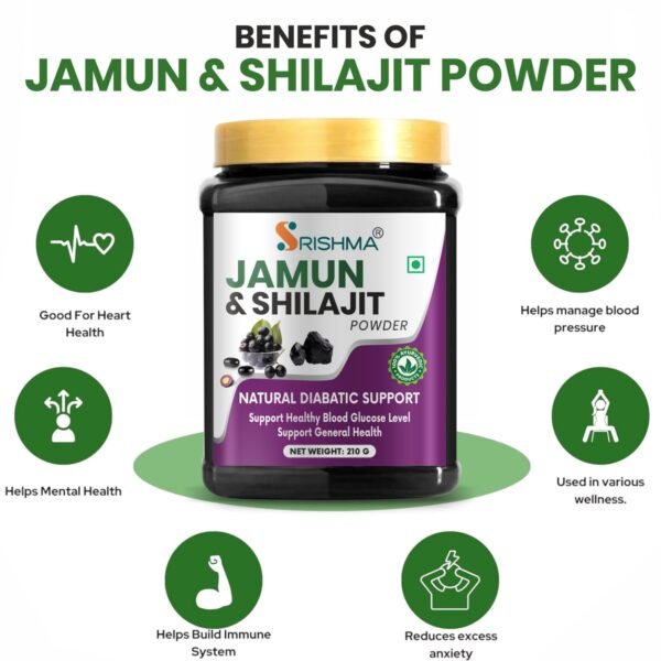 Srishma Jamun and Shilajit Powder – 210g | Ayurvedic Herbal Formula for Blood Sugar, Energy & Immunity - Image 2
